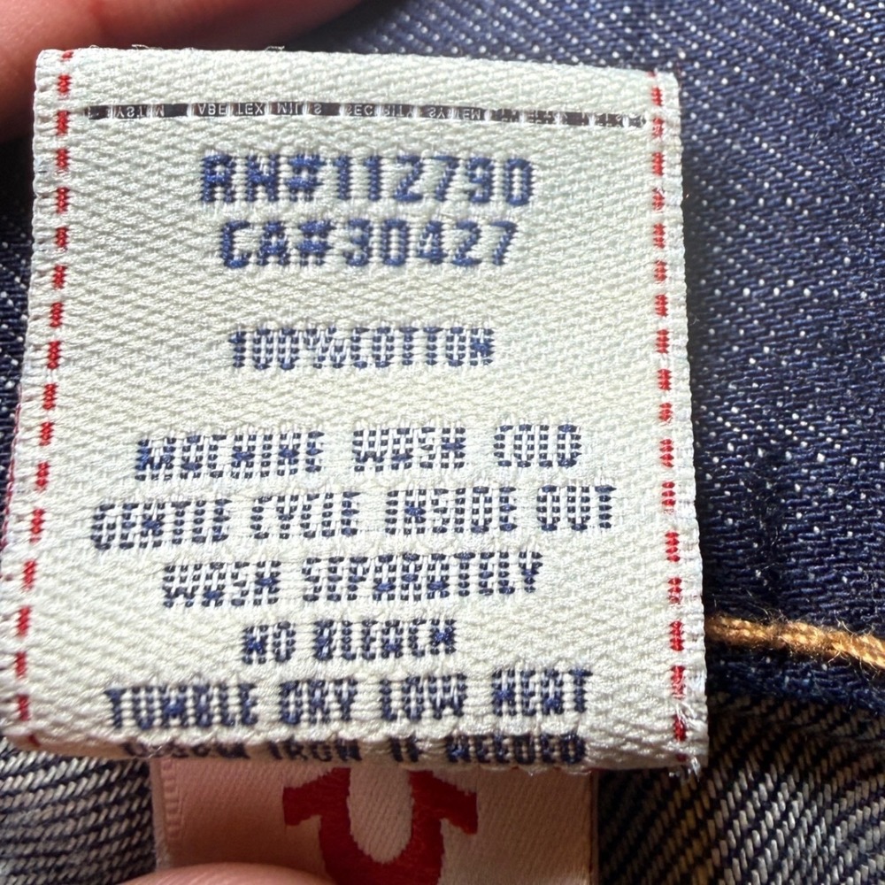 True Religion Bobby Jeans Mens 32 Dark Wash Straight Leg Horseshoe Stitching - Picture 11 of 13